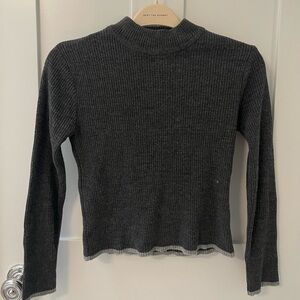 Ribbed Charcoal Long Sleeve Top